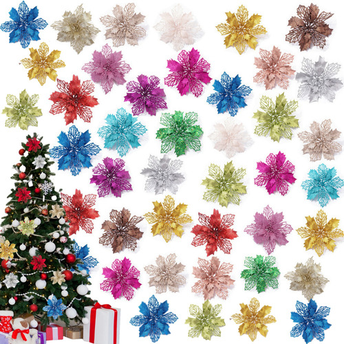 50 Flores Artificiales Para Decoración De Árbol De Navidad