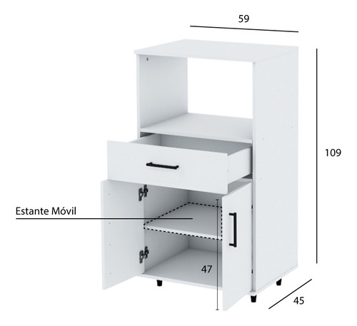 Mueble Rack De Cocina Porta Microondas Y Grill Blanco Oferta