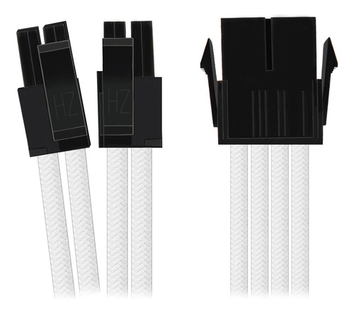 Cabo Sleeved Branco Extensor Fonte Para Cpu 4+4 = 8 Pinos