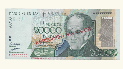 Venezuela, 20000 Bolívares, Agosto-24-1998, Serie A8, Unc.