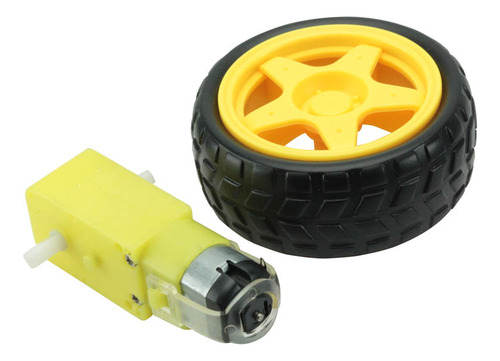 Motor Dc 3-6v Com Caixa De Redução Eixo Duplo + Roda 68mm