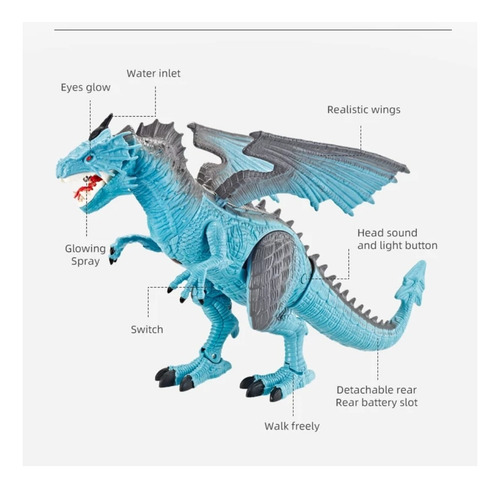 Dinosaurio Control Remoto Gran Dragon Luz Vapor Sonido