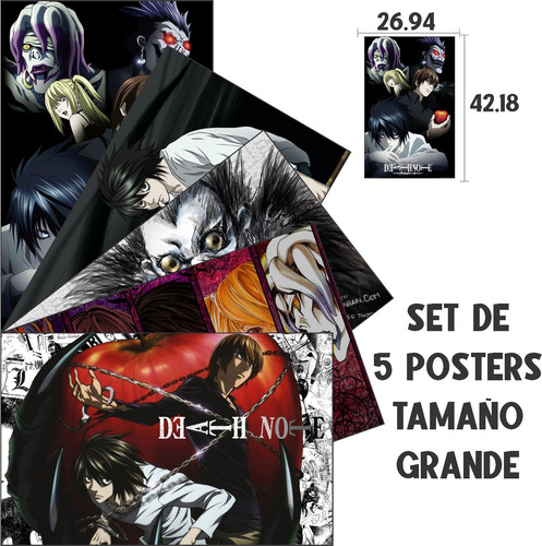 Poster Gr Set De 5 Pzas Death Note Anime L Kira Misa Riuk