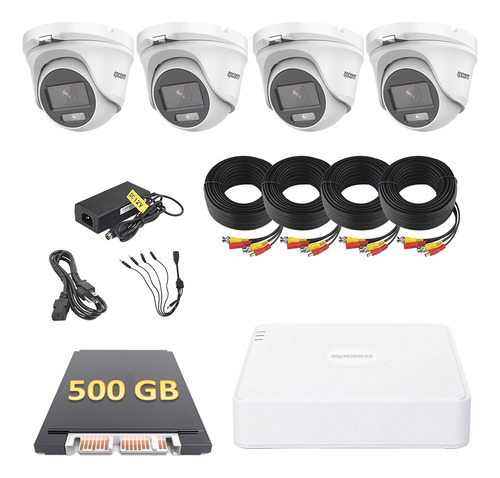 Kit Cctv 4 Cámaras Domo Metal Epcom 2mp 500 Gb Fullcolor Mic