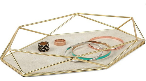 Bandeja Para Acessorios Porta Joias Prisma Dourado Umbra