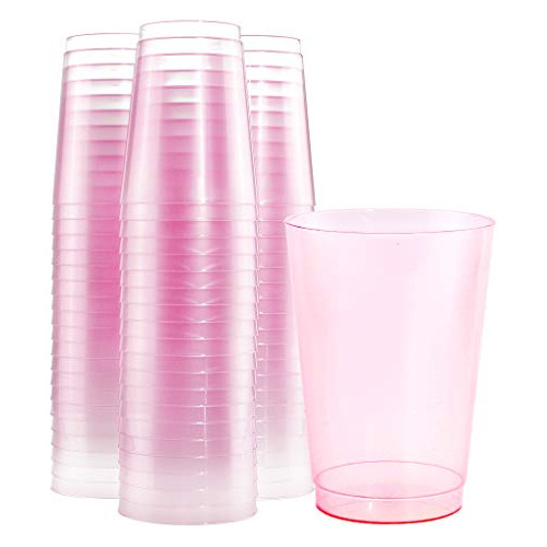 100 Uds 12oz Vasos De Plástico Rosa Vasos Individuales...