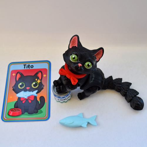 Juguete Niños Gato Articulado Kit Mi Primer Michi Negro - Tito
