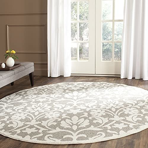 Alfombra Redonda Floral Gris/beige 7' Partida Amt424r