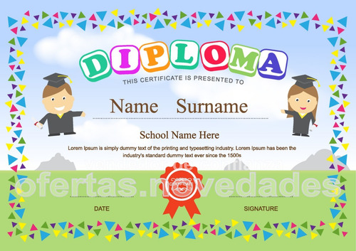 Diplomas Escolares Infantiles Vectores Editables Eps