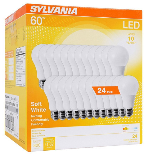 Sylvania Home Lighting, Focos Led 60w, 800 Lumens 24 Pieza Color de la luz Cálido