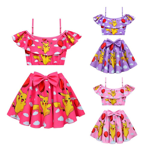 Traje De Baño Pikachu Kids De Dos Piezas Con Tirantes