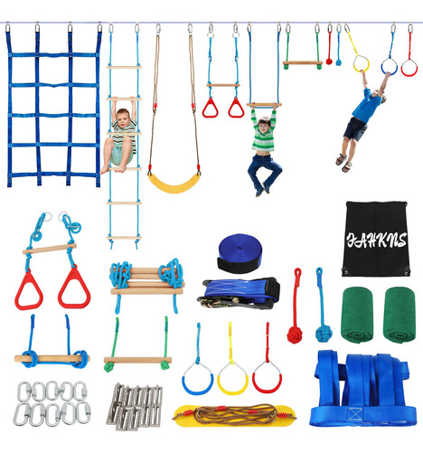 Pista De Obstáculos Ninja Warrior Fahkns 65 Pés Slackline Ki