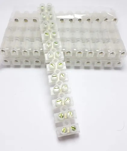 Pack 10 Regletas De Conexión Plástica 12 Polos 6 Mm Blancas 