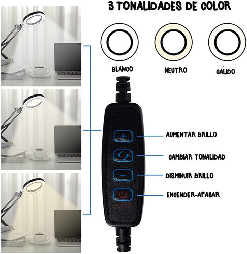 Imagen 6 de 7 de Lampara Lupa De Escritorio Brazo Flexible Fija.