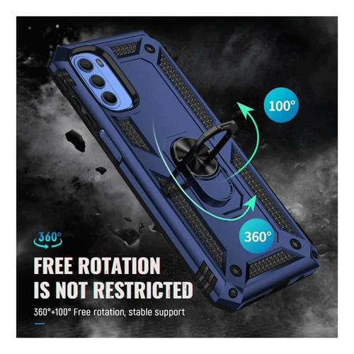 Funda Reforzada Con Anillo Para Modelos De Motorola Azul Moto G22