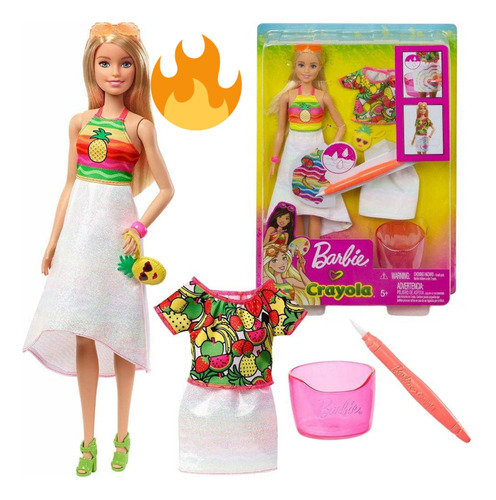 Muñeca Barbie Fritas Tropicales Crayola 