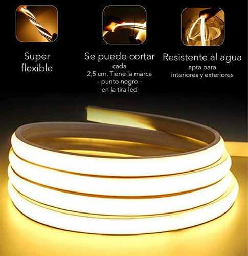 Kit Manguera Luz Neon 5 Mts + Fuente + Ficha 12v Exterior