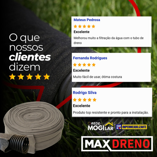 50 M Camisa Drenante Geotêxtil Bidim P/ Tubo Corrugado 100mm