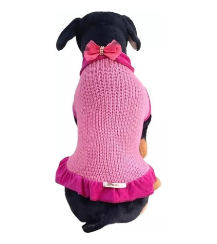  Roupa Vestido Tricot M  Fêmea Cães Pequeno/ Médio Porte