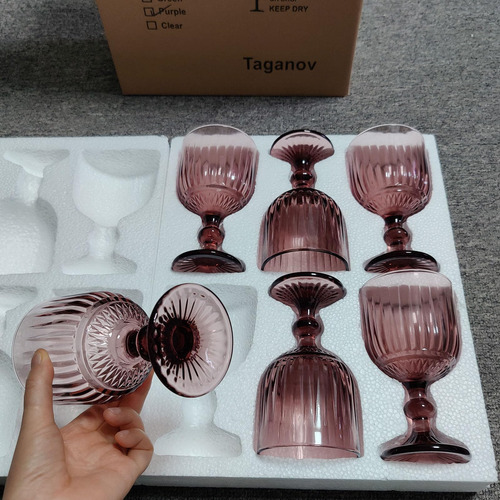 Taganov Vasos Morados Juego De 6 Copas De Agua Y Vino De Col