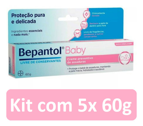 Kit Com 5x Bepantol Baby 60g Cada - Pomada De Assadura