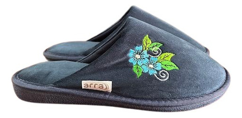 Pantufla Dama Azul Marino Y Verde