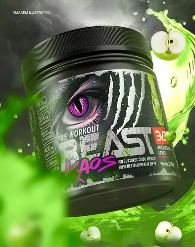 Suplemento em pó 3VS Nutrition Energía Pré Treino BEAST KAOS sabor