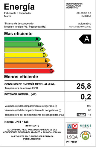 Imagen 5 de 5 de Refrigerador Frío Húmedo C/freezer Enxuta 277lts Cosmo´s