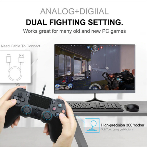 Imagen 5 de 9 de Control Gamepad Inalámbrico Para Ps4, Doubleshock 4 Genérico
