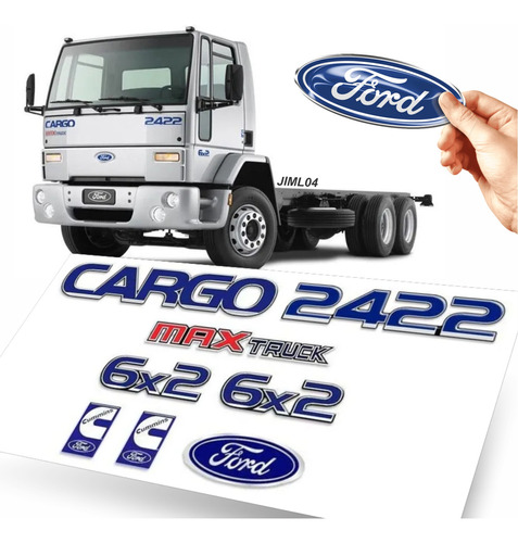 Kit Adesivo Emblema Resinado Ford Cargo 2422e Max Truck 6x2