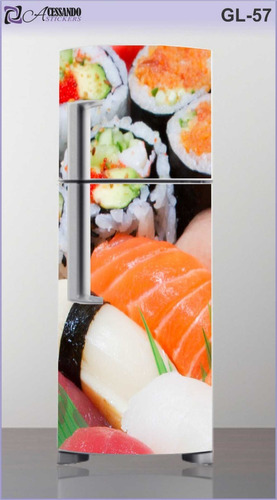 Adesivo Envelopar Geladeira Inteira Oriental Combinado Sushi