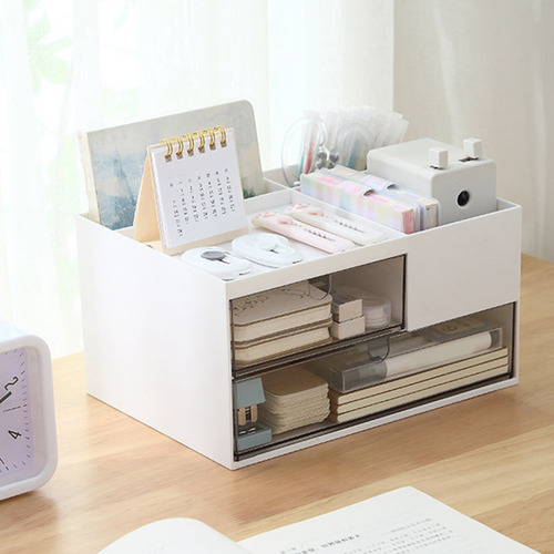 .. Organizador De Mesa Com 2 Gavetas E 4 Compartimentos,