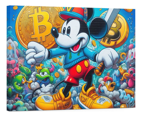 Cuadro Canvas Bitcoin Mickey Mouse Louis Vuitton 90x60