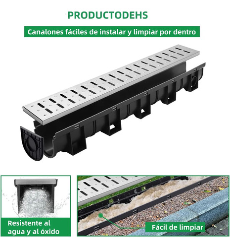 Rejilla Inox Canaleta Drenaje Pluvial Canal Plást 3m