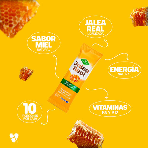 Jalea Real Vitamínik 10 Sobres De 10 Ml Vitaminas B6 Y B12 Sabor Sin Sabor