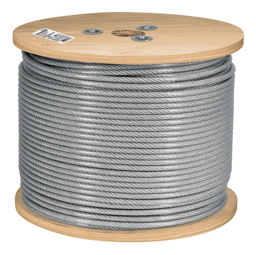 Cable De Acero 1/8' Rígido 7x7 Recubierto Pvc, Carrete 300 M