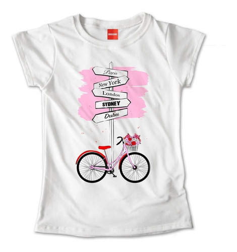 Blusa Mujer Niña Colores Playera Bicicleta Viaje Paris #897