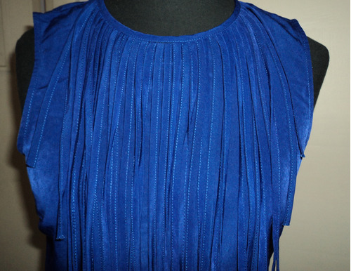 Precioso Vestido Zara Azul Talle S Con Flecos