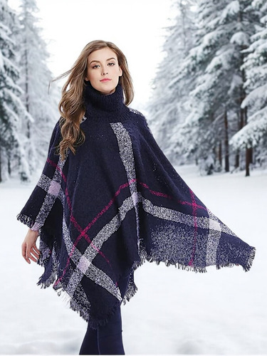 Poncho Dama Cuello Alto Calientito Suave Oversized Amplio