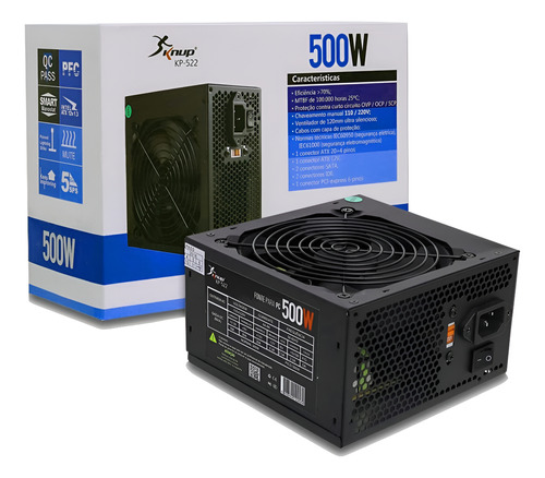 Fonte De Alimentação Para Pc Knup Kp-522 500w 127v/220v Cor Preto 127/220v