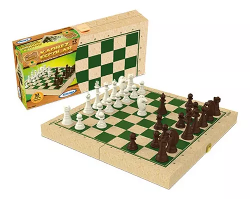 Conjunto de xadrez de madeira maciça premium – tabuleiro dobrável