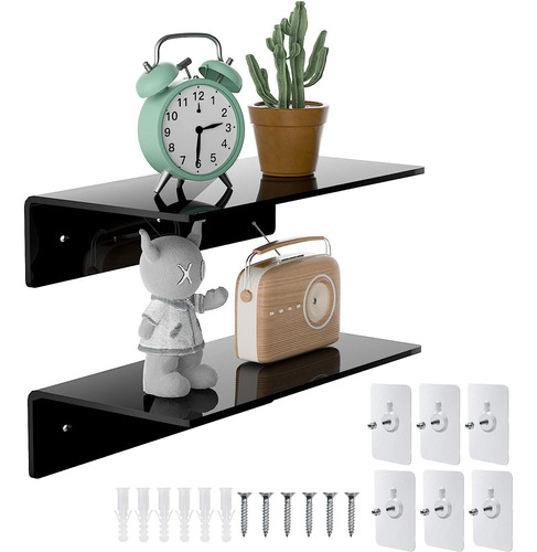 2 Pack Soporte Acrílico Negro Organizador En Pared 30 × 15cm