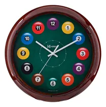 Comprar Relógio Parede Sinuca Bilhar Sala Jogos 40cm Herweg 660133 Cor Da Estrutura Nogueira Cor Do Fundo Colorido