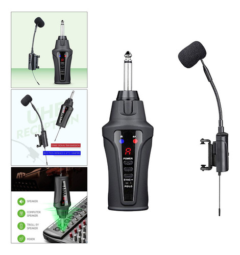 Instrumento Receptor Cardioide Con Clip Para Violín Uhf,