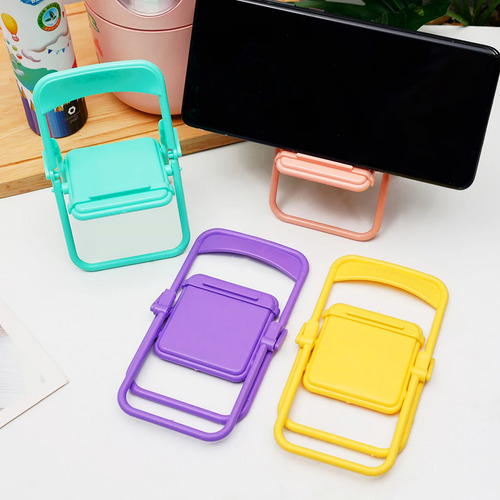 10 Pzas Soporte Porta Celular Forma Silla Plegable Colores Amarillo