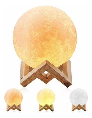 * Lámpara De Luna Llena Led 15cm Diseño 3d Recargable +