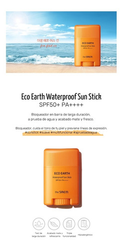 Protector Solar Barra Resistente Al Agua Cosmética Coreana