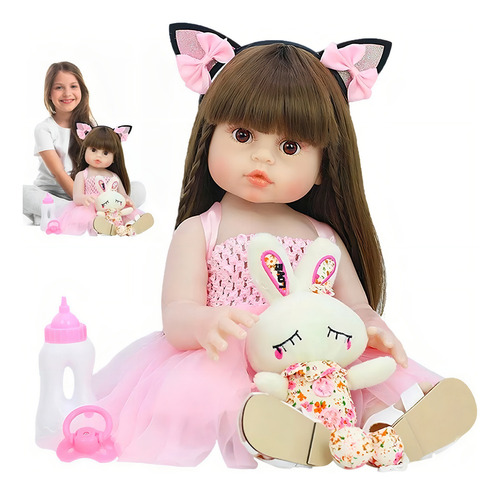 Muñeca Reborn Bebé Realista De Silicona Lavable 55cm