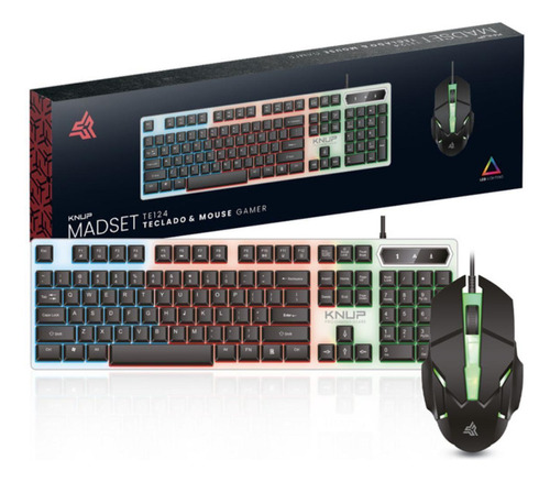 Kit Teclado E Mouse Combo Gamer Led Rgb Usb Para Notebook Pc Cor do mouse Preto Cor do teclado Branco