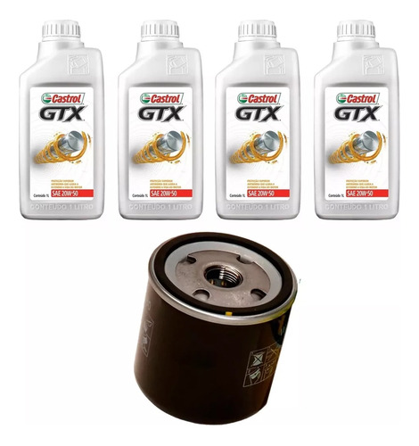 Kit 4 Oleo+filtro 20w50 Castrol Gtx Anti Borra Motor At